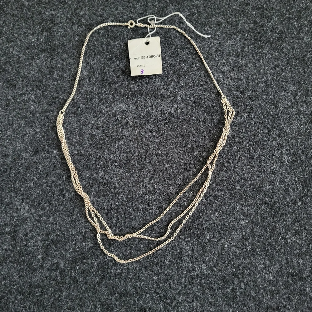 NWT UNIQUE 925 STERLING SILVER 3 LINES CHAIN NECKLACE FROM EUROPE - Picture 1 of 4